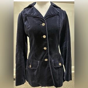 Vintage Blue Velveteen Jacket Blazer Jones New York Blazer Sz 4 6 SMALL